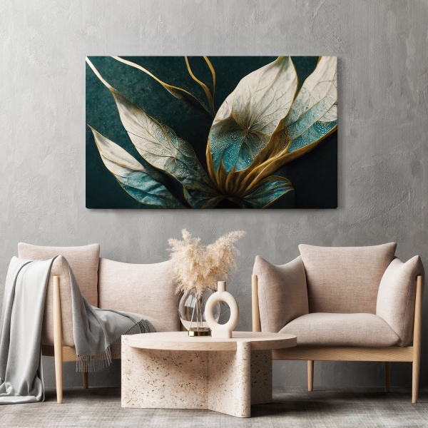 Картина на холсте Бирюзовые листья 80x110 см WS Holst 180323250 