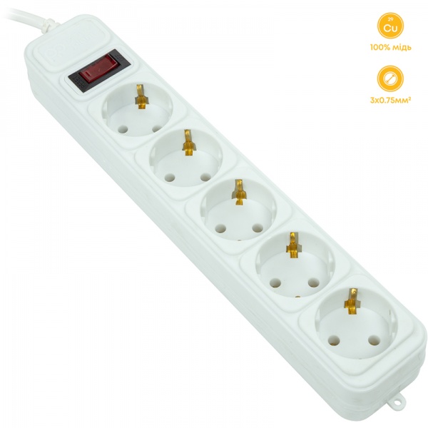 Сетевой фильтр PowerPlant JY-1056/5B с заземлением 5 гн. 5 м EX610587 