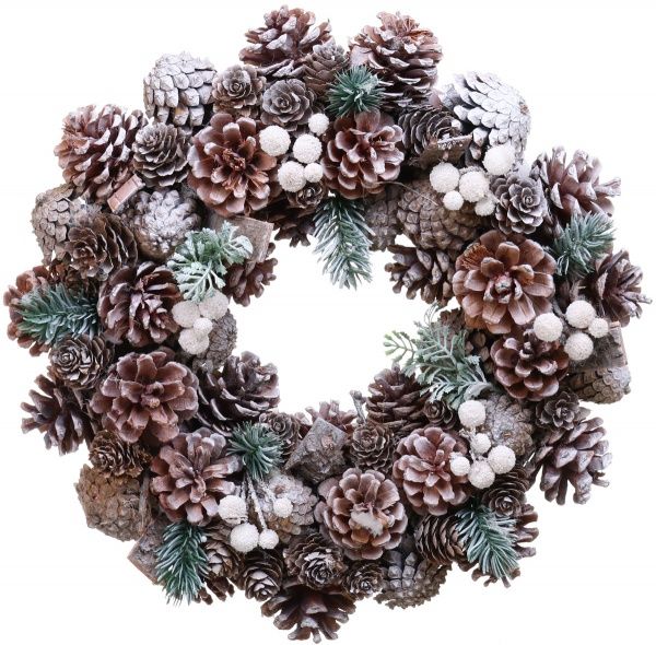 Венок новогодний с шишками, хвоей и ягодами d330 мм EPI-993902 