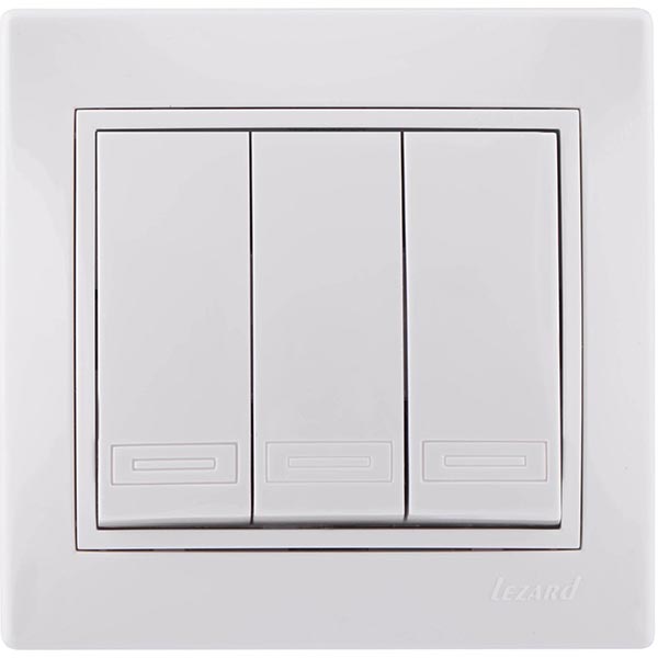 Выключатель трехклавишный Lezard Mira без подсветки 10 А 250В IP20 белый
