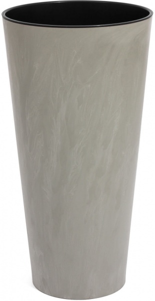 Горшок пластиковый Prosperplast Tubus slim 2 в 1 beton круглый 64л серый (78971-422) 