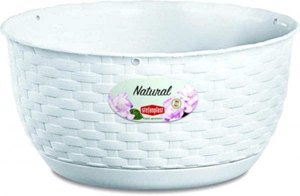 Вазон пластиковый Stefanplast Natural круглый 5,9л белый (75450) 