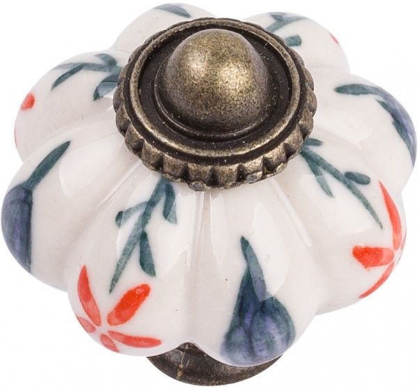 Меблева ручка 31454 антична бронза/із квіточками Ferro Fiori CR 9140.34