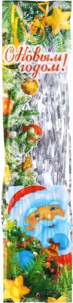 Дождик новогодний Дождик 100 см, шир.4 см ассорт. серебристый 