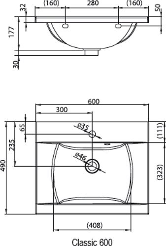 Умывальник Ravak Classic 600 Xjd01160000