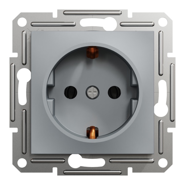 Розетка із заземленням Schneider Electric Asfora IP20 алюміній EPH2900162