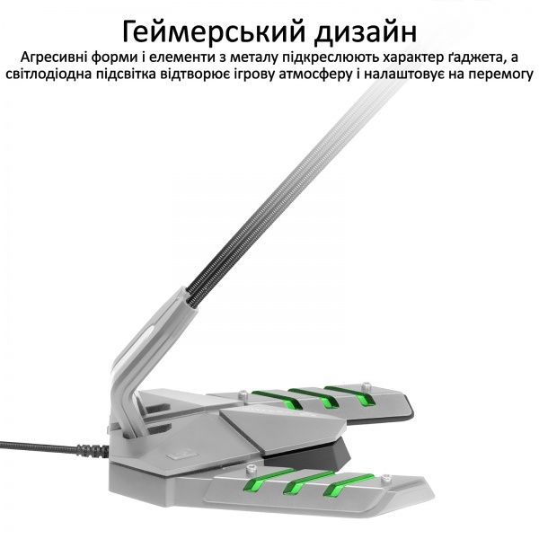 Мікрофон Streamer-3 LED, USB Grey