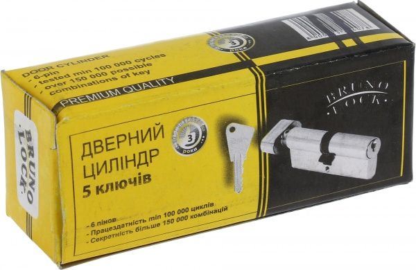 Цилиндр Bruno 40x30 ключ-вороток 70 мм хром