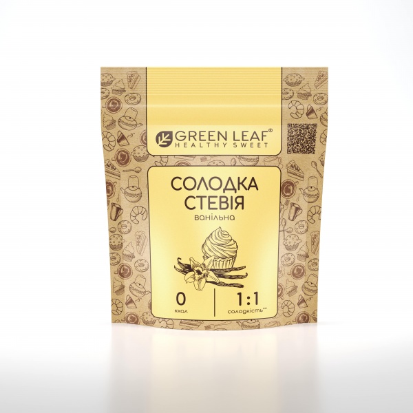 Замінник цукру Green Leaf Солодка Стевія ванільна (1:1) 100 г