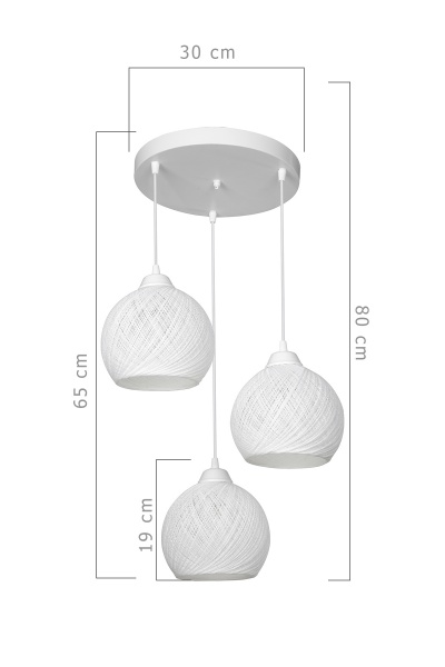 Підвіс Luna Yumak Round 3x60 Вт E27 білий MDL.4288 