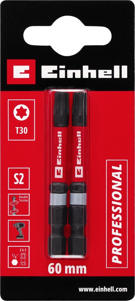 Бита торсионная Einhell 60 мм S2 T30 2 шт. 132190