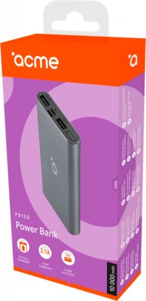 Внешний аккумулятор (Powerbank) Acme 10000 mAh grey (4770070879344) 