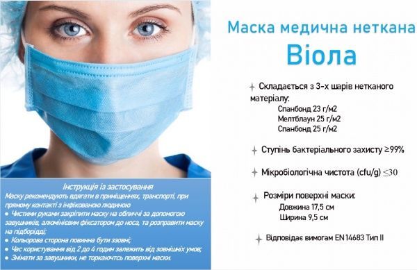 Маска Віола медична неткана №5 5 шт./уп.