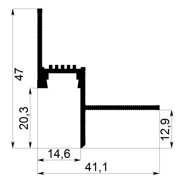 Профиль теневого шва с LED каналом ПАС-3410 БП 3 м