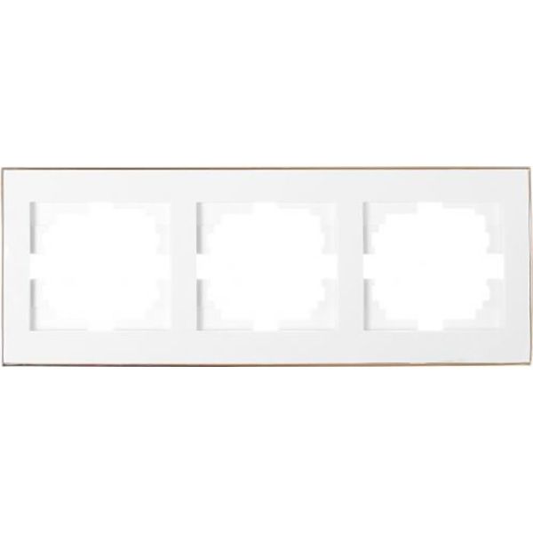 Рамка тримісна Lezard Rain горизонтальна білий із золотою вставкою 703-0226-148