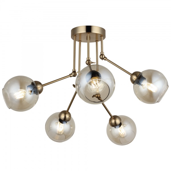Люстра потолочная Vio Concept by LUCEA Pore 5x40 Вт Е27 античная латунь 1528-52-05 