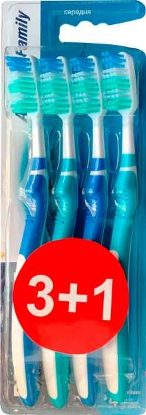 Зубная щетка Prodent Advance Family средней жесткости 4 шт.