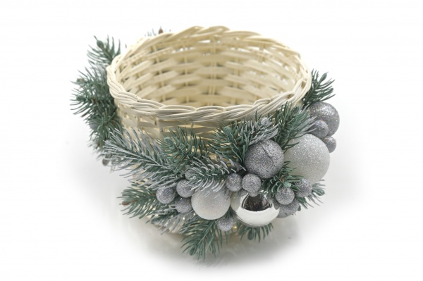 Декорация новогодняя кашпо из лозы для конфет Снежная королева 46 