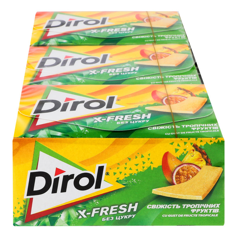 Жувальна гумка Dirol без цукру в пластинках Свіжість тропічних фруктів X-Fresh