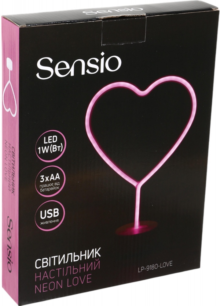 Настольная лампа Sensio Neon Love 1 Вт красный 9180-HEART