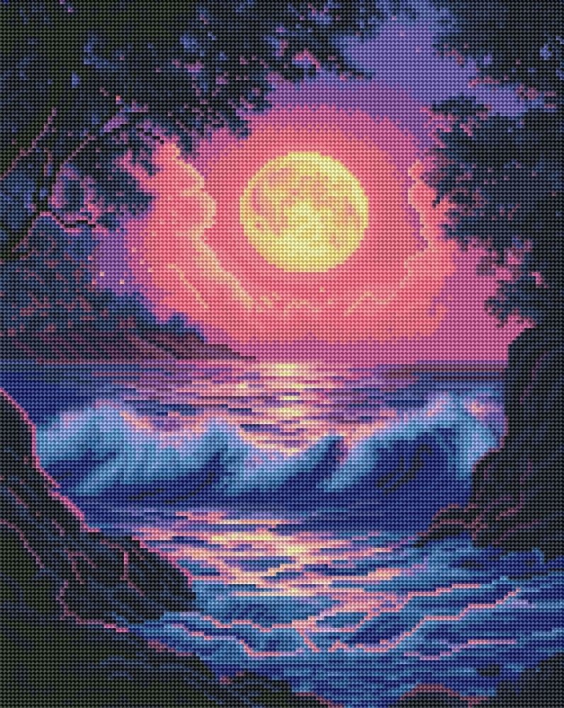 Алмазная мозаика Прибой в лунном свете 40x50 см Brushme
