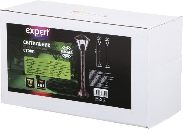 Фонарный столб Niagara ELNX-34076-PI E27 60 Вт IP44 античная латунь 