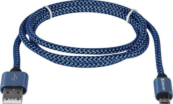 Кабель Defender microUSB 1 м синій (87805) 