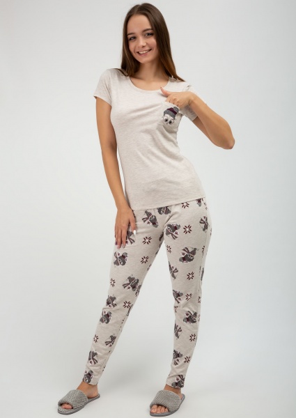 Пижама женская Roksana 1001/16149 р. 3XL бежевый с рисунком 