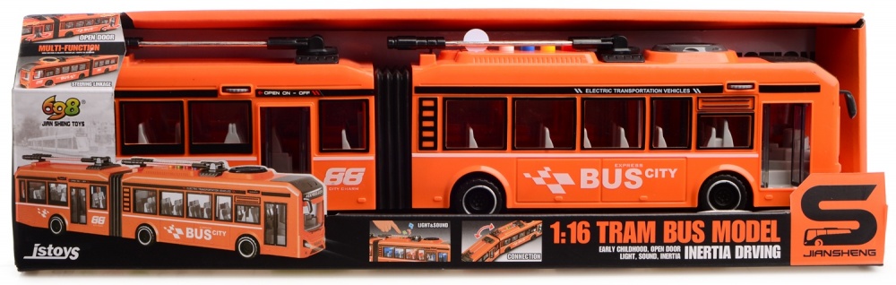 Трамвай CARS S помаранчевий 1:16 (інерція, звук, світло, двері відчиняються) 1:16 CJ-4358564