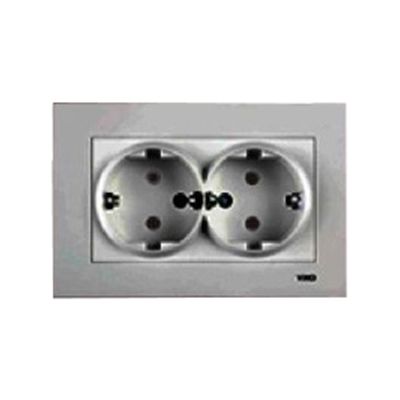 Розетка Viko Novella подвійна з заземленням срібло