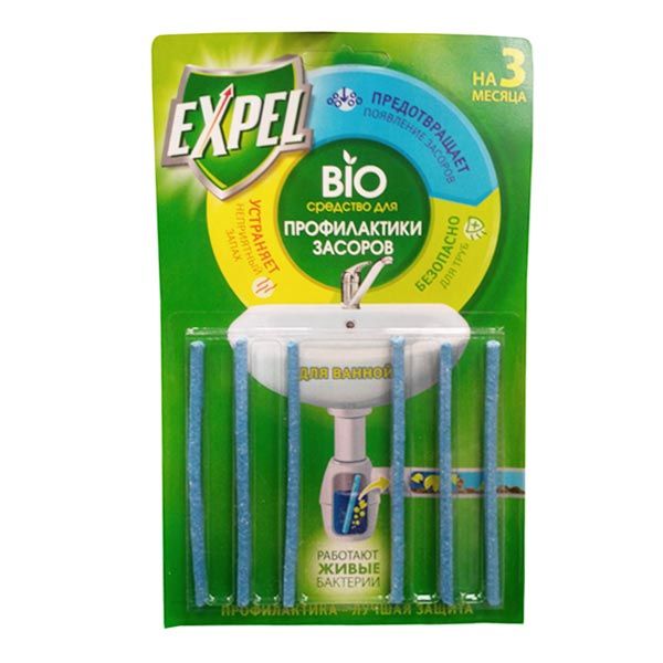 Засіб для профілактики засмічень у ванній кімнаті Expel 6 шт