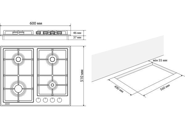 Варочная поверхность Eleyus NIKA 60 BL CF