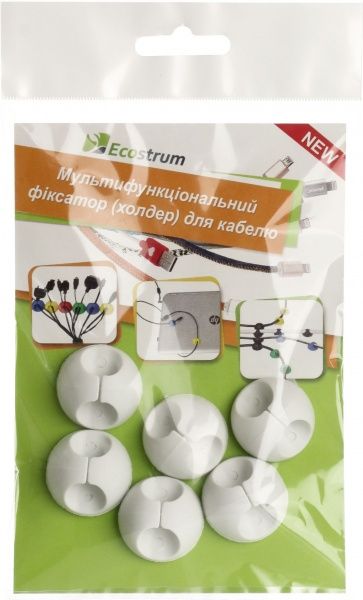 Набор фиксаторов универсальных Ecostrum для кабеля белые 6 шт. 