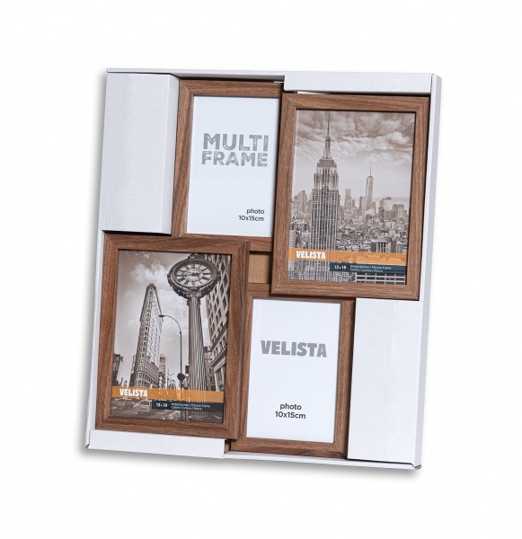 Мультирамка Веліста 15W-6012-3v 4 фото 10x15/13х18 см світло-коричневий 