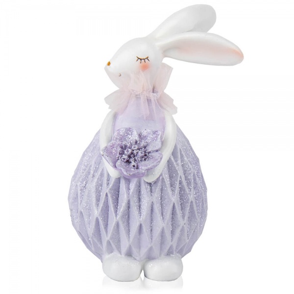 Декоративная фигура кролик в фиолетовом 17 см