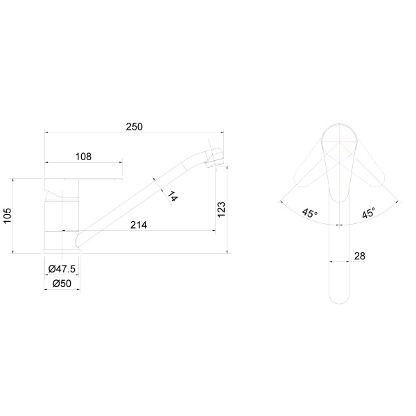 Смеситель для кухни VIDAN Verdi AISI-304 (IN-H3123B)