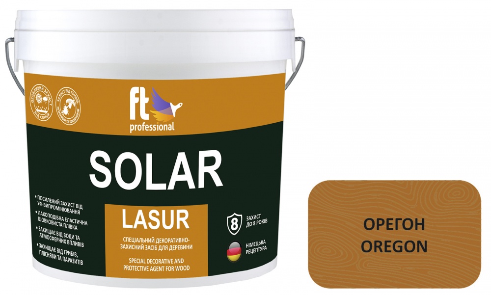 Защитное средство FT Professional SOLAR LASUR орегон шелковистый мат 10 л