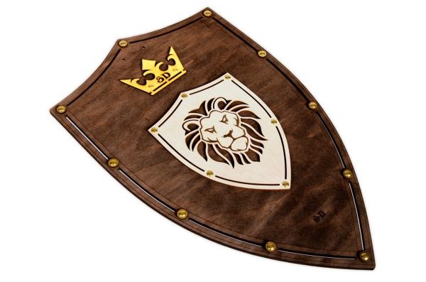 Щит деревянный Сувенир Декор с накладкой Лев