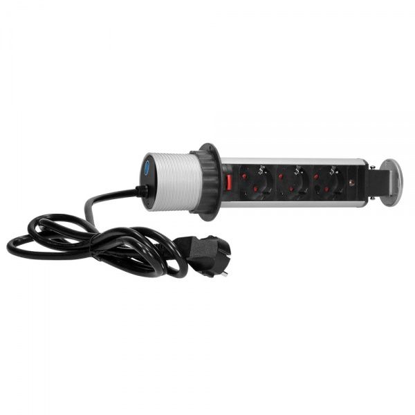 Розетка портативна меблева потрійна із заземленням ORNO шуко срібний OR-AE-1347(GS)