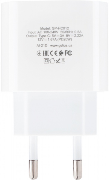 Зарядное устройство Gelius Gelius Pro PD20W GP-HC012 3A White 