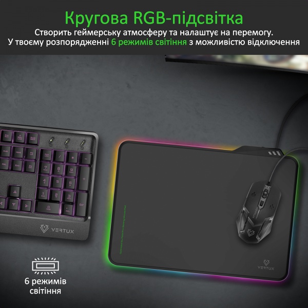 Коврик для мышки Vertux FluxPad LED Black (fluxpad.black) 