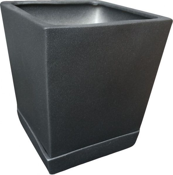 Горшок керамический Larsan с поддоном квадратный 7 л графитовый 