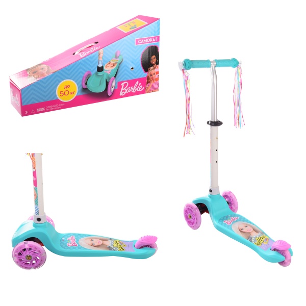 Самокат Barbie бирюзовый LS2116 