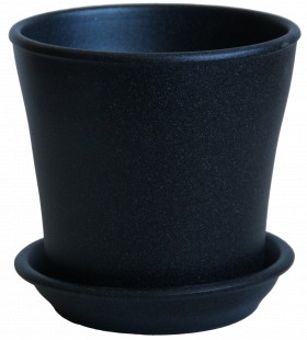 Вазон керамический Ориана-Запорожкерамика Вуаль №1 крошка круглый 4 л черный матовый (071-01-066) 