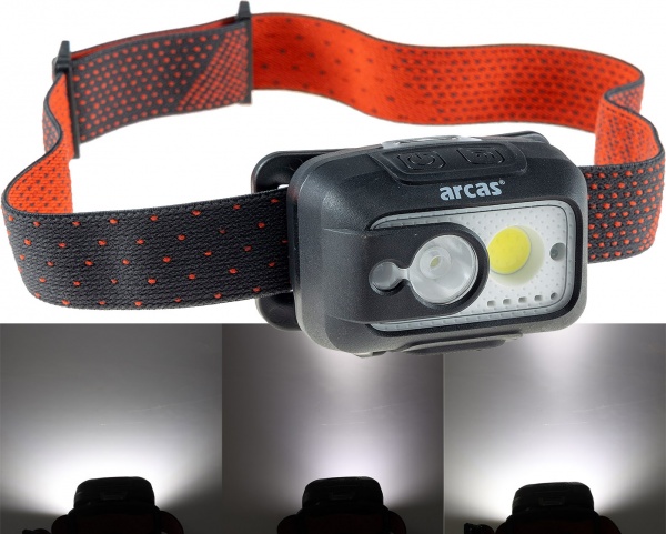 Фонарь налобный Arcas 8W LED Flashlight with USB акум. 1*18650 2200mAh Box