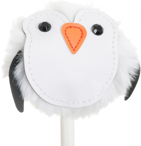 Ручка кулькова Пінгвін з штучним хутром білий 