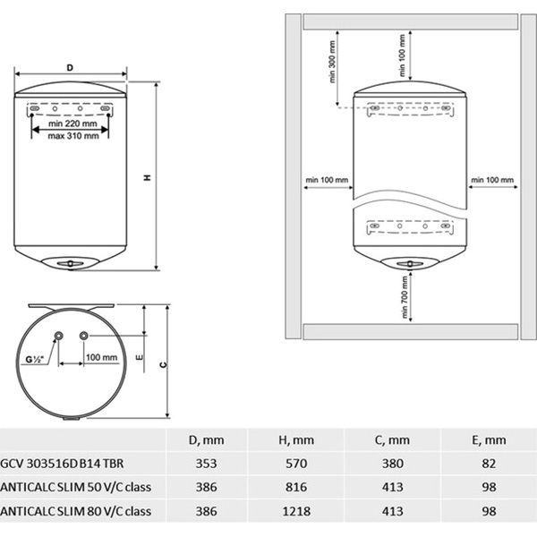 Бойлер TESY ANTICALC SLIM 50V /C class 