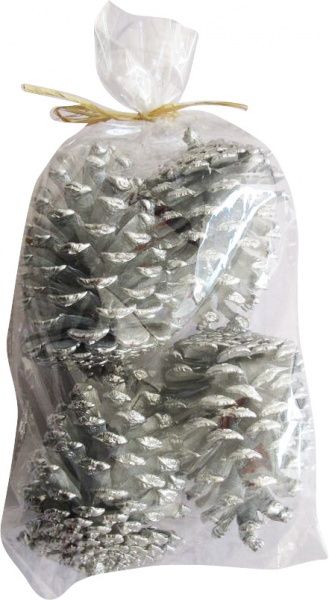 Набір новорічних декорацій Шишки срібні 25 см EPI-A3-40056S 