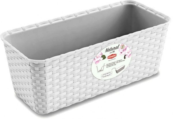 Вазон пластиковый Stefanplast Natural прямоугольный 2,4л белый (73600) 