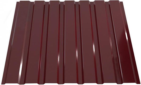 Профнастил глянцевый PSM ПР-15А 1155x2000 мм RAL 3005 вишневый